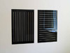 Douglas Allsop, Reflective Editor 10 single vertical slots, parallel pattern / Reflective Editor 15 single horizontal slots, parallel pattern, 2005, cast acrylic sheets, hardened steel pins, each 108 x 72 x 0.5 cm